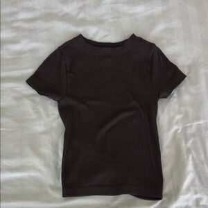 Old Navy Chocolate Brown Ribbed Short Sleeve Tee